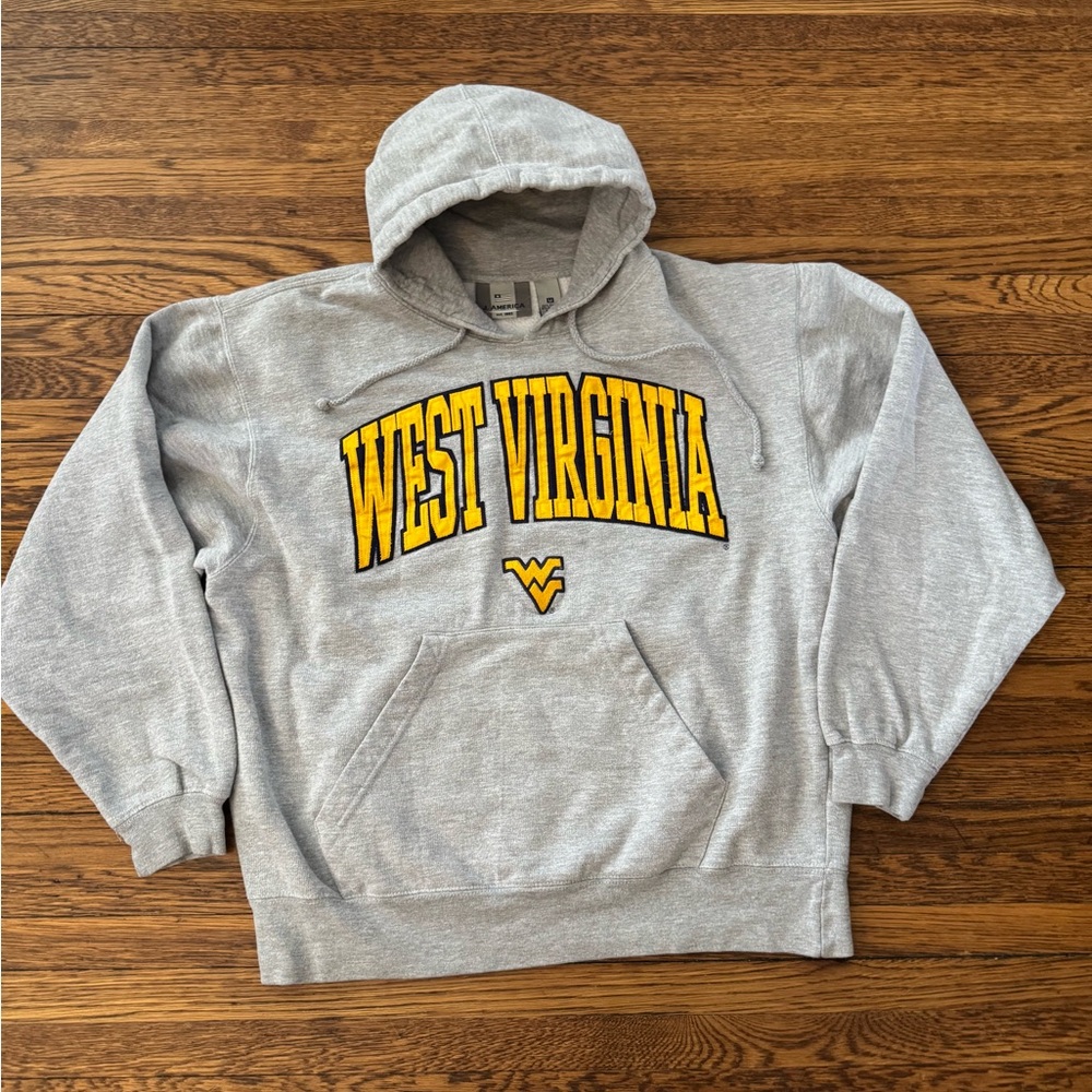 WEST VIRGINIA MOUNTAINEERS VINTAGE (J America) EMBROIDERED FRONT Gray Hoodie